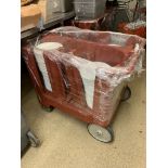 A large quantity of hotelware plates as stacked on Cambro Caddys ( Main Kitchen )