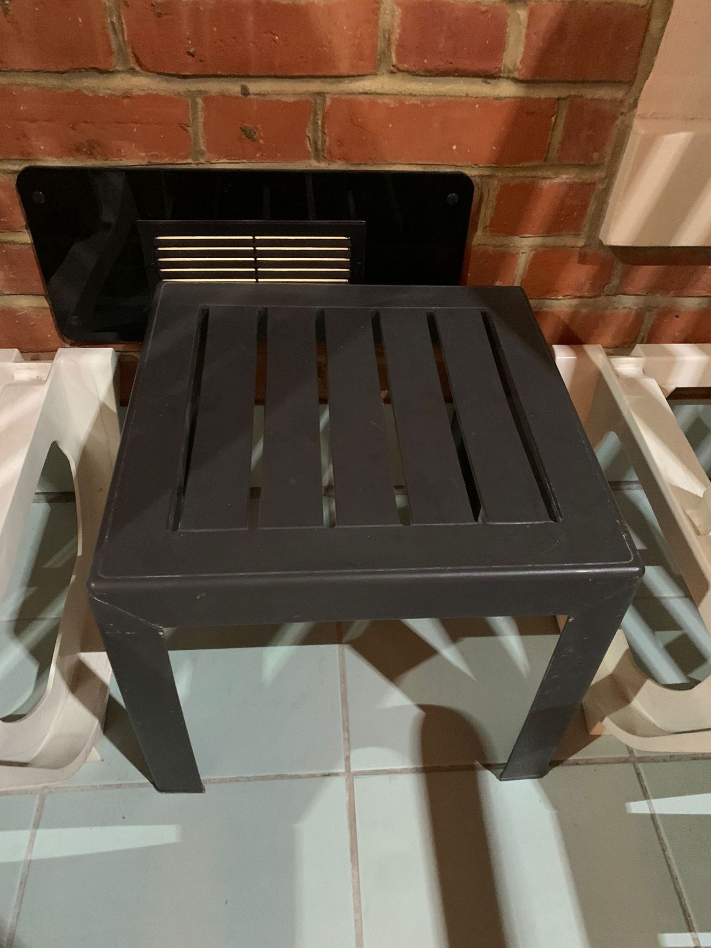 3 x Grosfillex Miami Side Table, Charcoal Resin 40 x 40 x 35cm ( Leisure Centre )