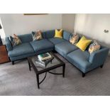 A contemporary design modern L-shaped tea fabric upholstered sofa 230 cm x 230 cm complete with