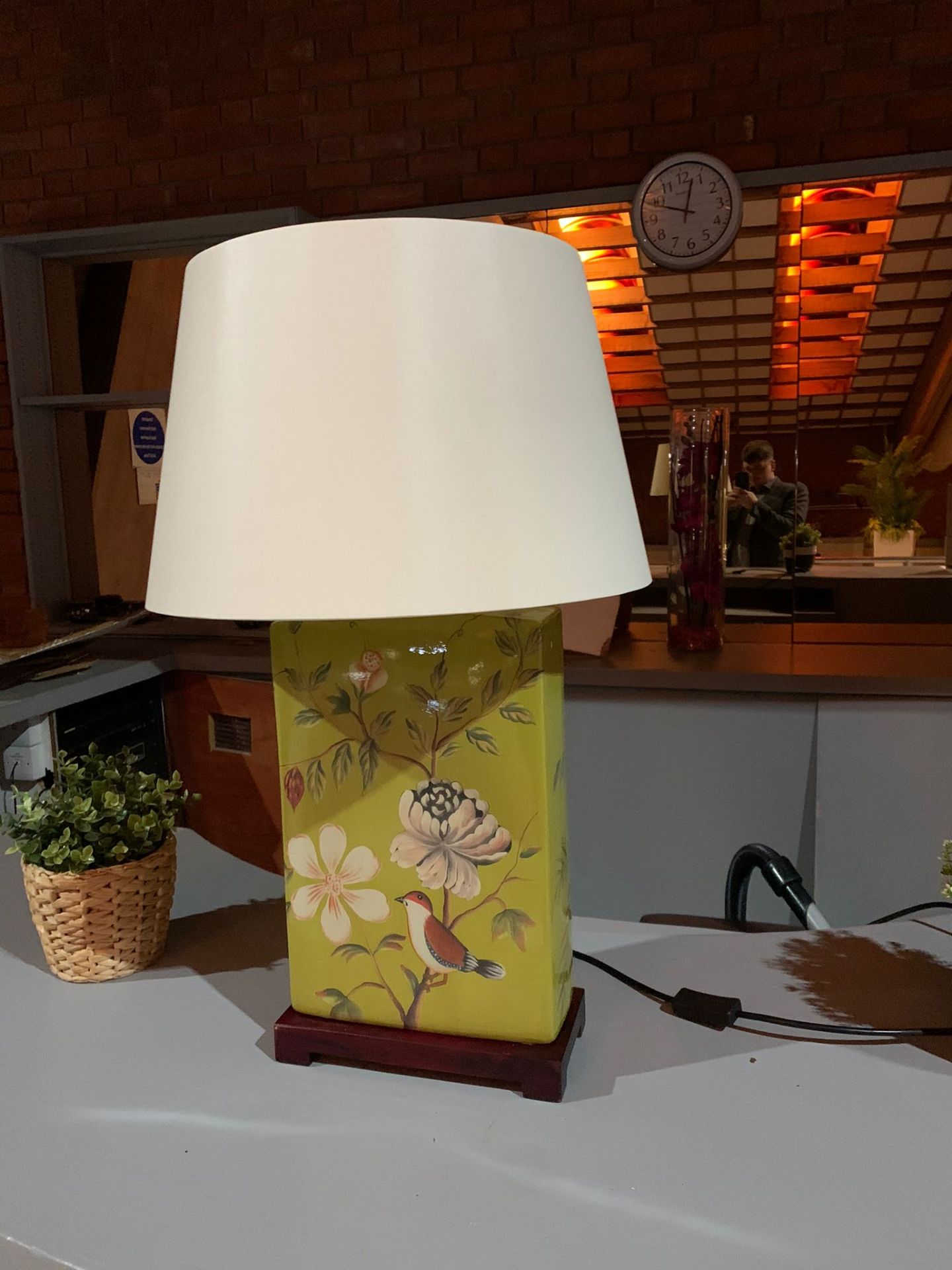 Coach House JNC047 Square Green Decorated Lamp with Shade H:750 W:420 D:200mm ( Leisure Centre )