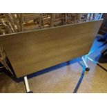 11 x Kusch 1600 Flip Top Rectangular freestanding meeting table light brown mobile 160cm (