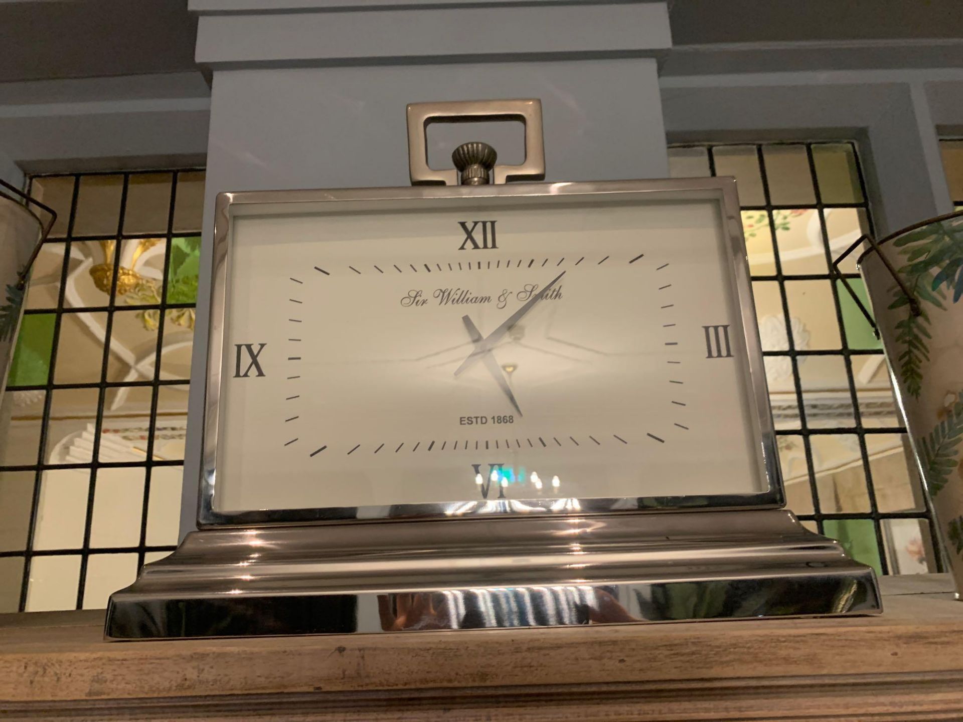 Coach House KNG132 Nickel Art Deco Style Mantle Clock 44 x 47 x 18cm ( Orangery ) - Image 2 of 3