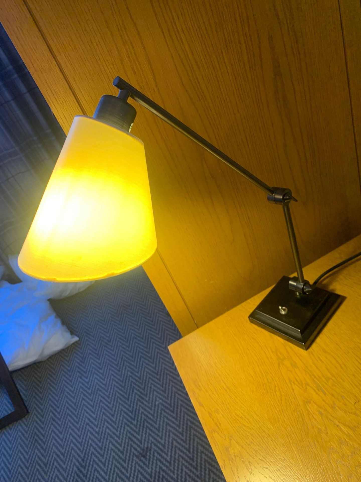 Chelsom desk study desk lamp with heavy stepped base and two toothed locking key swivel joints. base