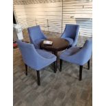 Style Matters upholstered flued chairs complete with wooden circular coffee table ( Golf Shop )