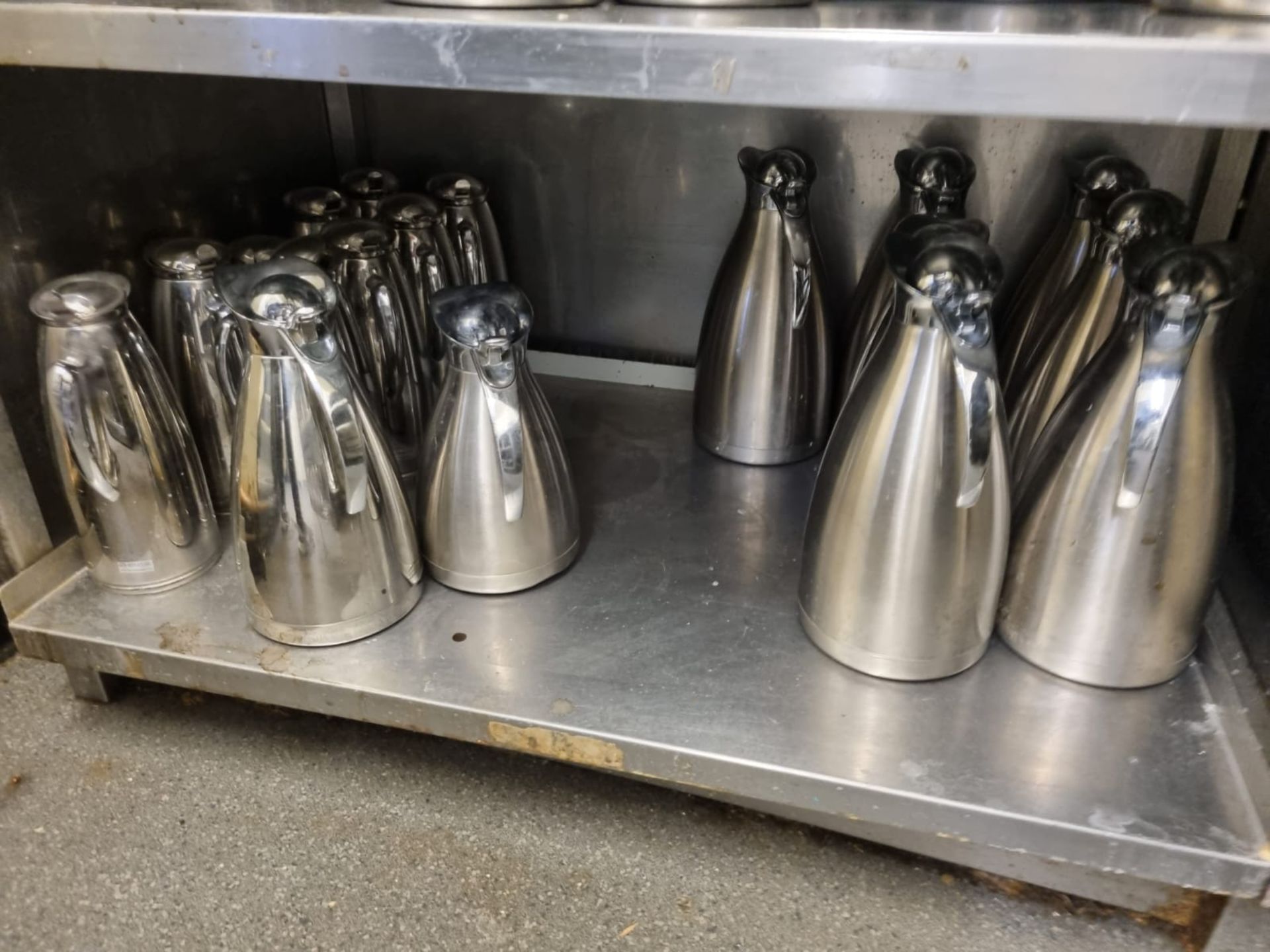 OEM- quantity of steel teampots and flasks, buckets and table bins as photographed ( Main Kitchen )