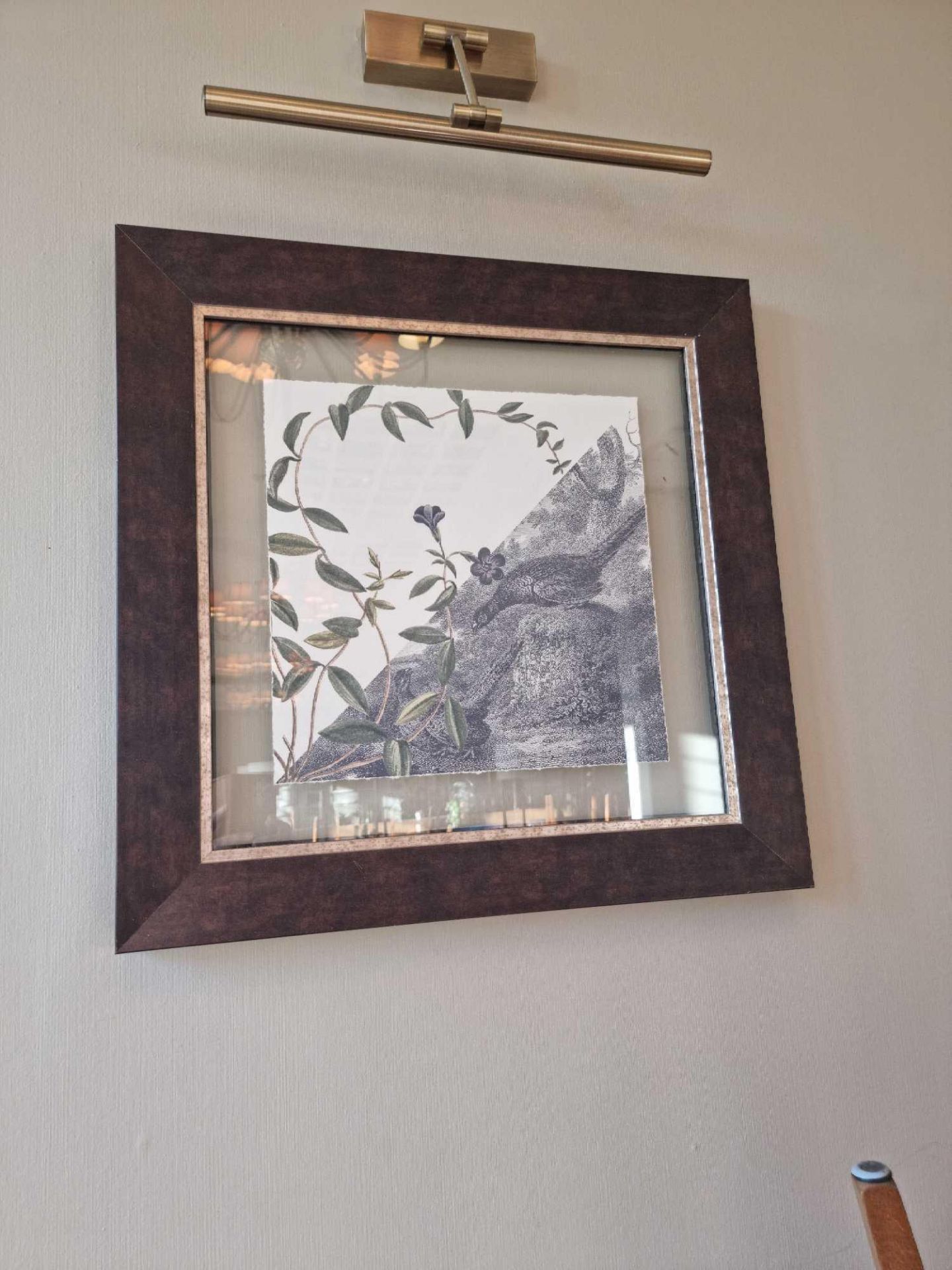 Elegant clutter framed print of game bird 60 x 60cm ( 1042 Restaurant )