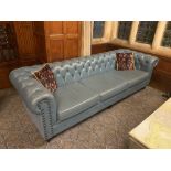 2 x Chesterfiled leather four sseater sofa sofa by Style Matters 260cm stain wenge in crest