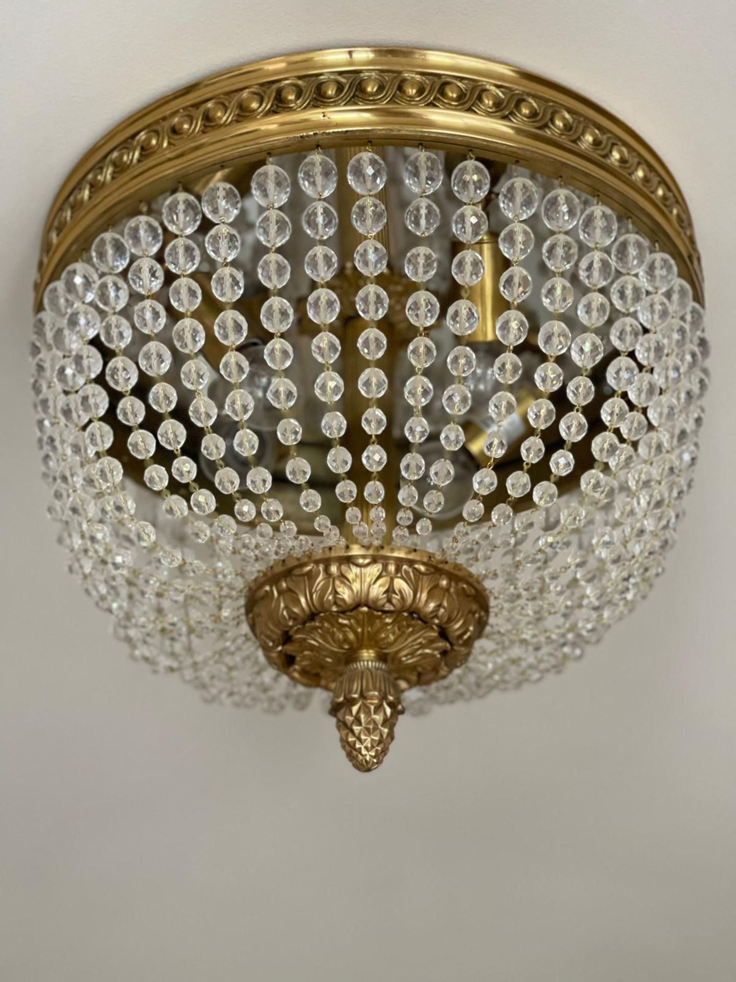 Christopher Hyde Empire crystal semi flush ceiling fitting on superbly cast solid brass frames