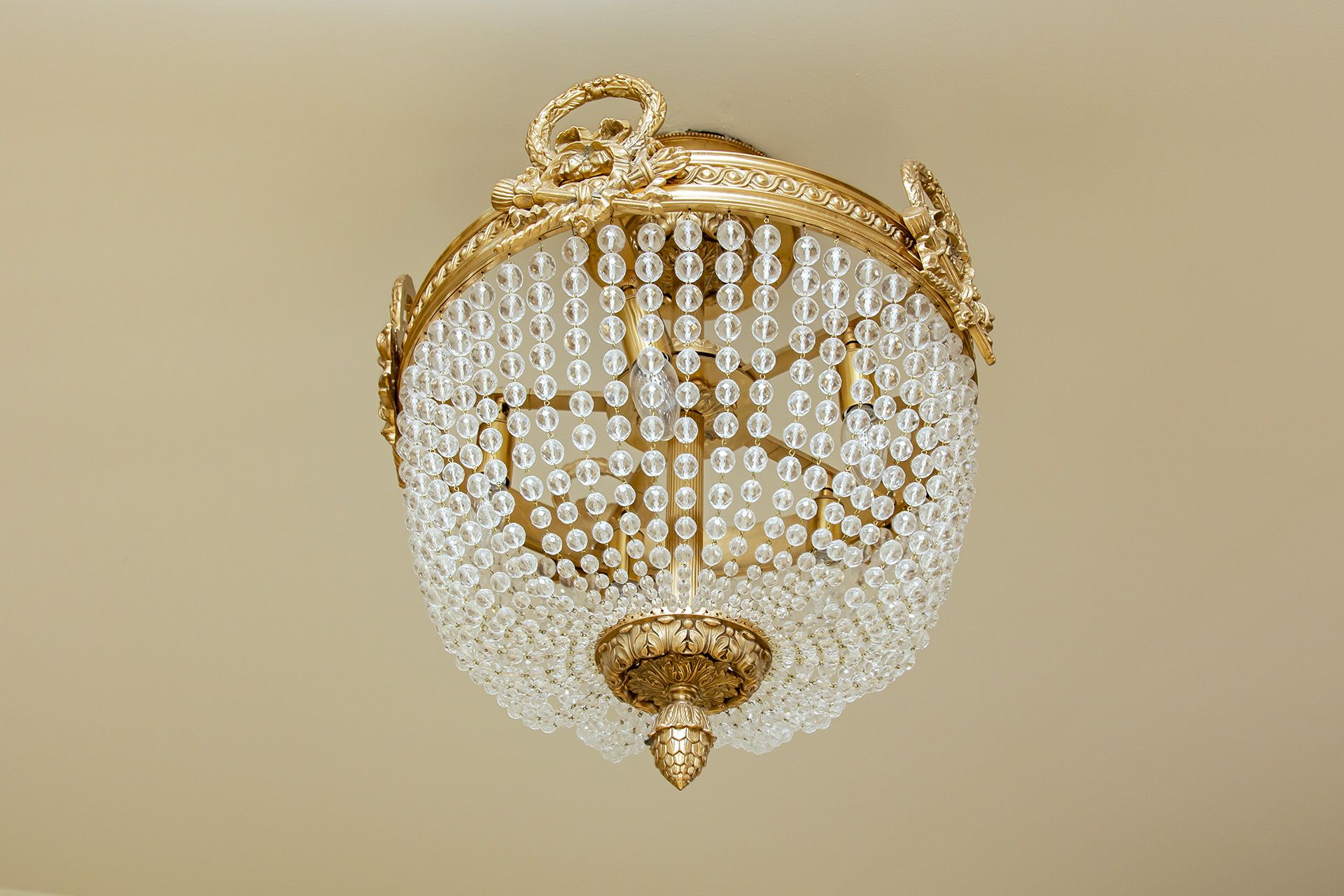 Christopher Hyde Empire crystal semi flush ceiling fitting on superbly cast solid brass frames - Image 3 of 4