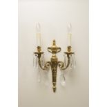 A pair of Carlton neo classical Georgian style two candle arm wall appliques in French antique