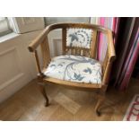 George Smith Furniture and Fabrics Upholstered wooden 19th century American chair with inlaid