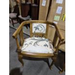 George Smith Furniture and Fabrics Upholstered wooden 19th century American chair with inlaid