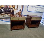 A pair of Macassar EbonyÂ and shagreen single drawer bed side cabinets bespoke by S&T Interiors