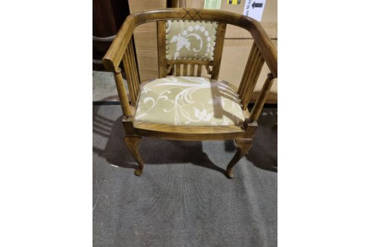 George Smith Furniture and Fabrics Upholstered wooden 19th century American chair with inlaid - Image 1 of 2