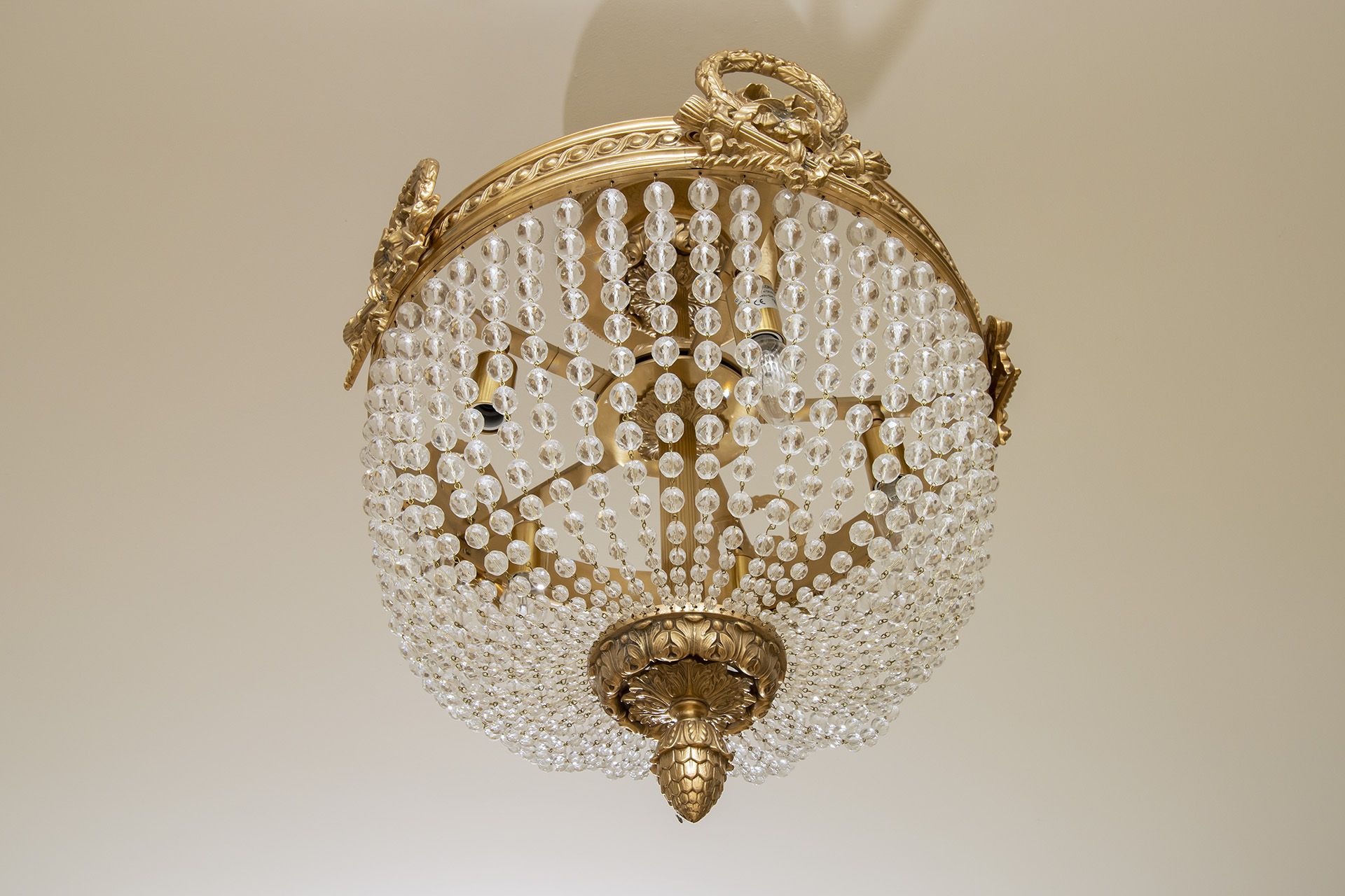 Christopher Hyde Empire crystal semi flush ceiling fitting on superbly cast solid brass frames