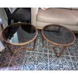 Ceccotti Collezioni - Bronzed Glass top small table made in 'noce' americano brown 55cm dia 36cm