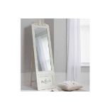Belvedere Vintage Cream Cheval Mirror Elegant Full Length Cheval With Decorative Crest In A Modern