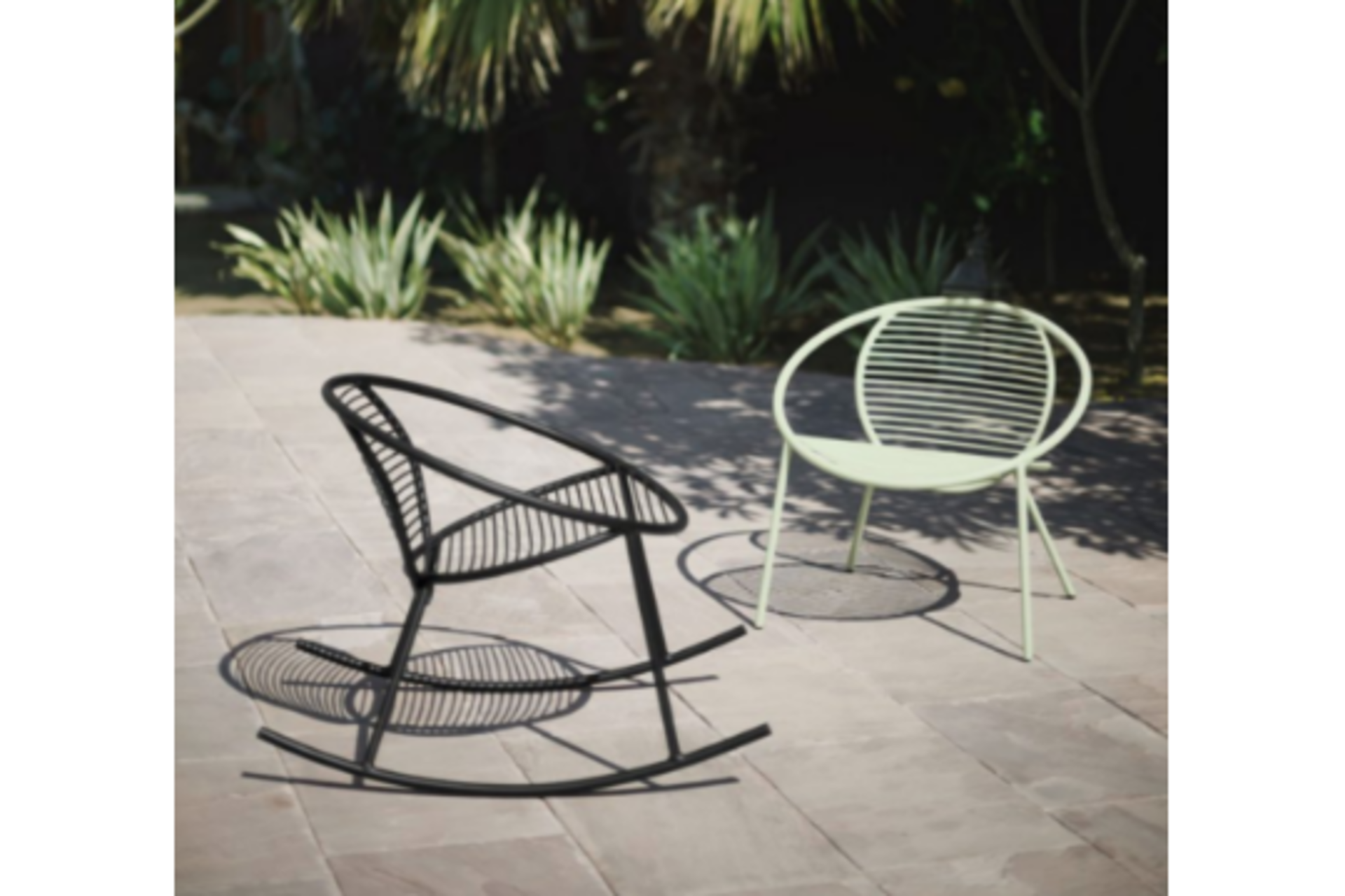 Finsbury Garden Rocking Chair Pastel Matt Black Steel By Swoon Editions The Finsbury Chair Rocks A