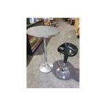 Poseur Table And Stool Circular Poseur Table With Round Chrome Base And Complete With A Modern