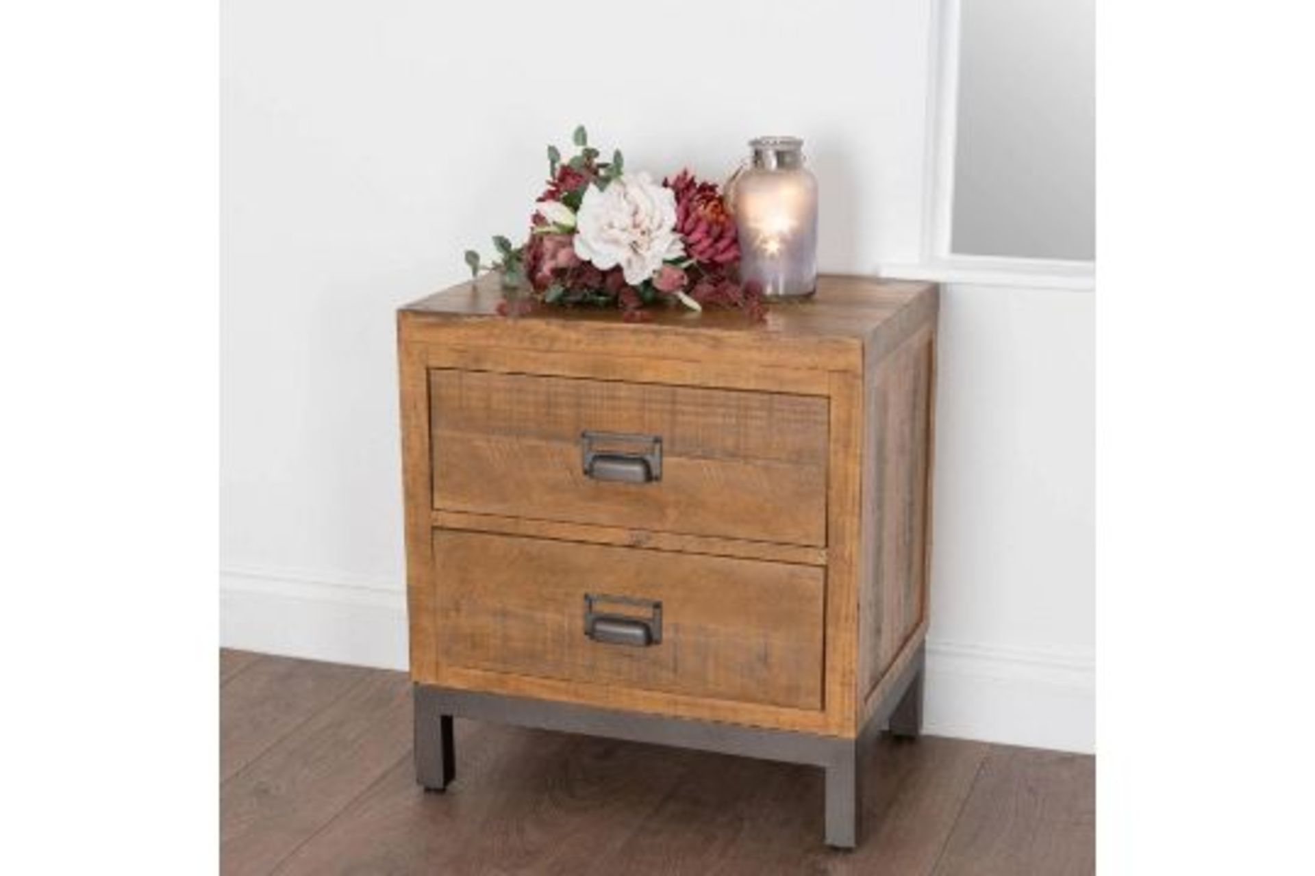 The Draftsman Collection Two Drawer Bedside Cabinet The Combination Of Raw And Organic Textures Of A