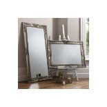 Hampshire Rectangle Mirror Silver Pretty Baroque Style Wood Framed Mirror In A Hand Applied Silver
