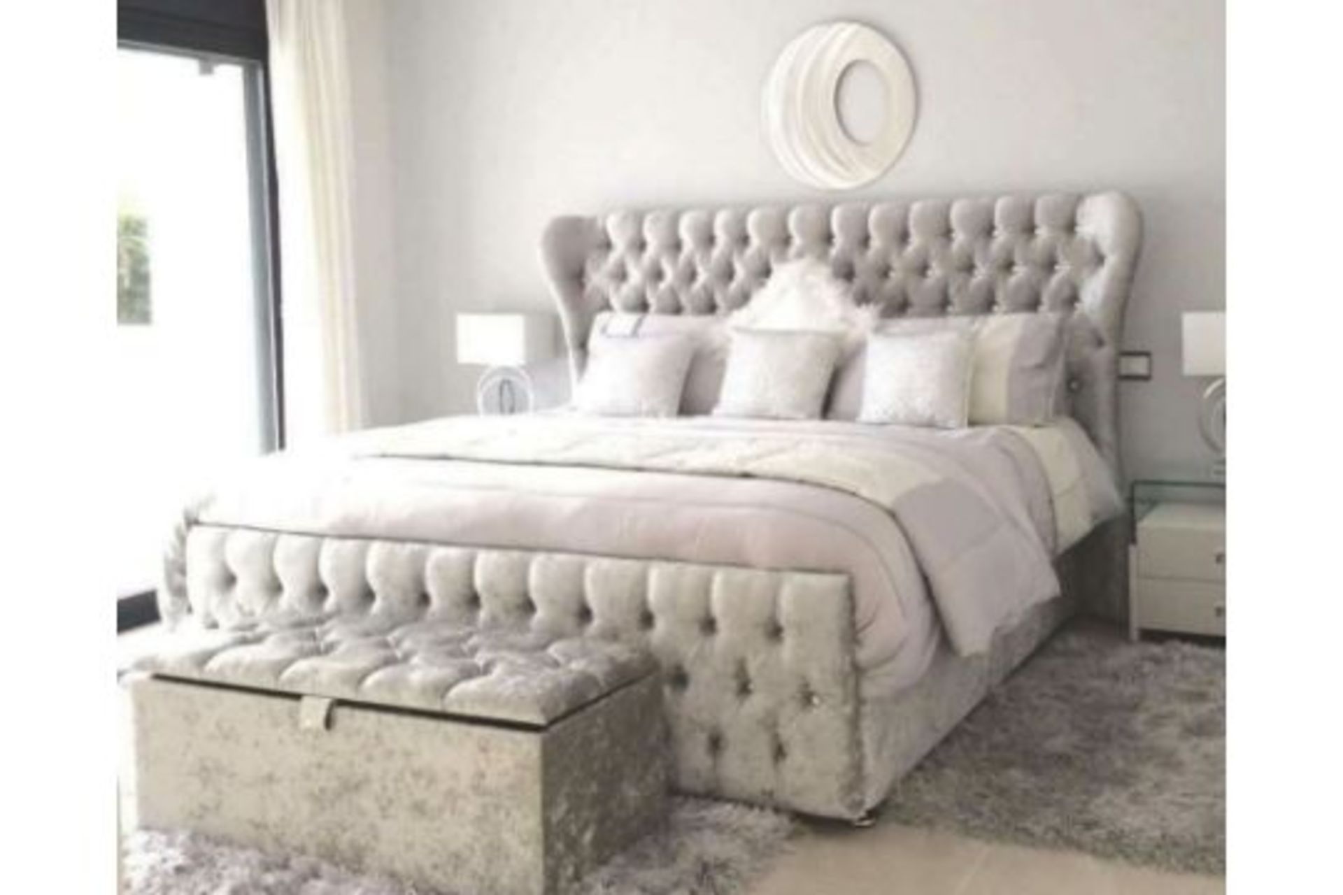 Majestic King Size Sleigh Bed Naples Silver This A Stunning Addition To The Bedroom, This Eloquent