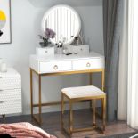 Vanity Dressing Table Set Comprising Of Four Drawer Cabinet, LED Mirror And Stool - Table Dimension: