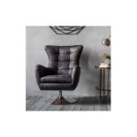 Laura Ashley Clearwell Swivel Chair Charcoal Nubuck Leather Sink Into Our Comfortable Clearwell