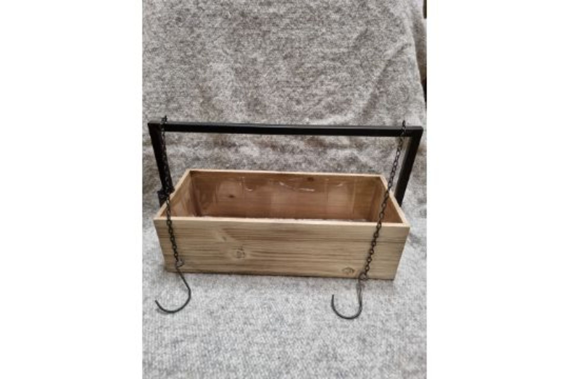 Parlane New Retail Item Hanging Box Planter Natural Wood 305 x 490mm (820282) (Area H)