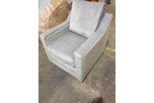 Avon Armchair Upholstered In A Silver Velvet Designed To Look Laidback And Relaxed, This Practical