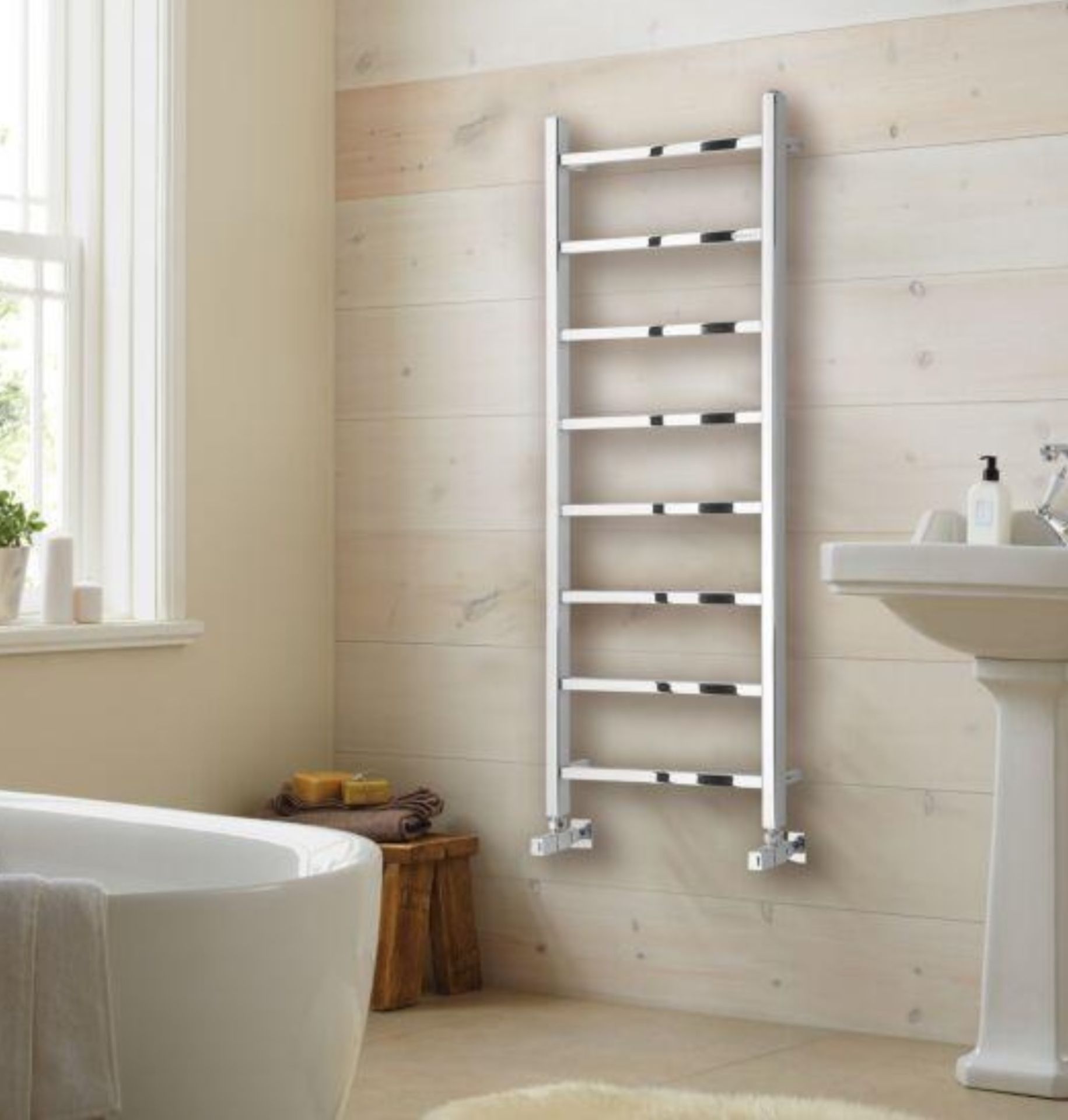 Abacus Cala Designer Stainless Steel Vertical Towel Rail Polished Stainless Steel 1225mm x 480mm (