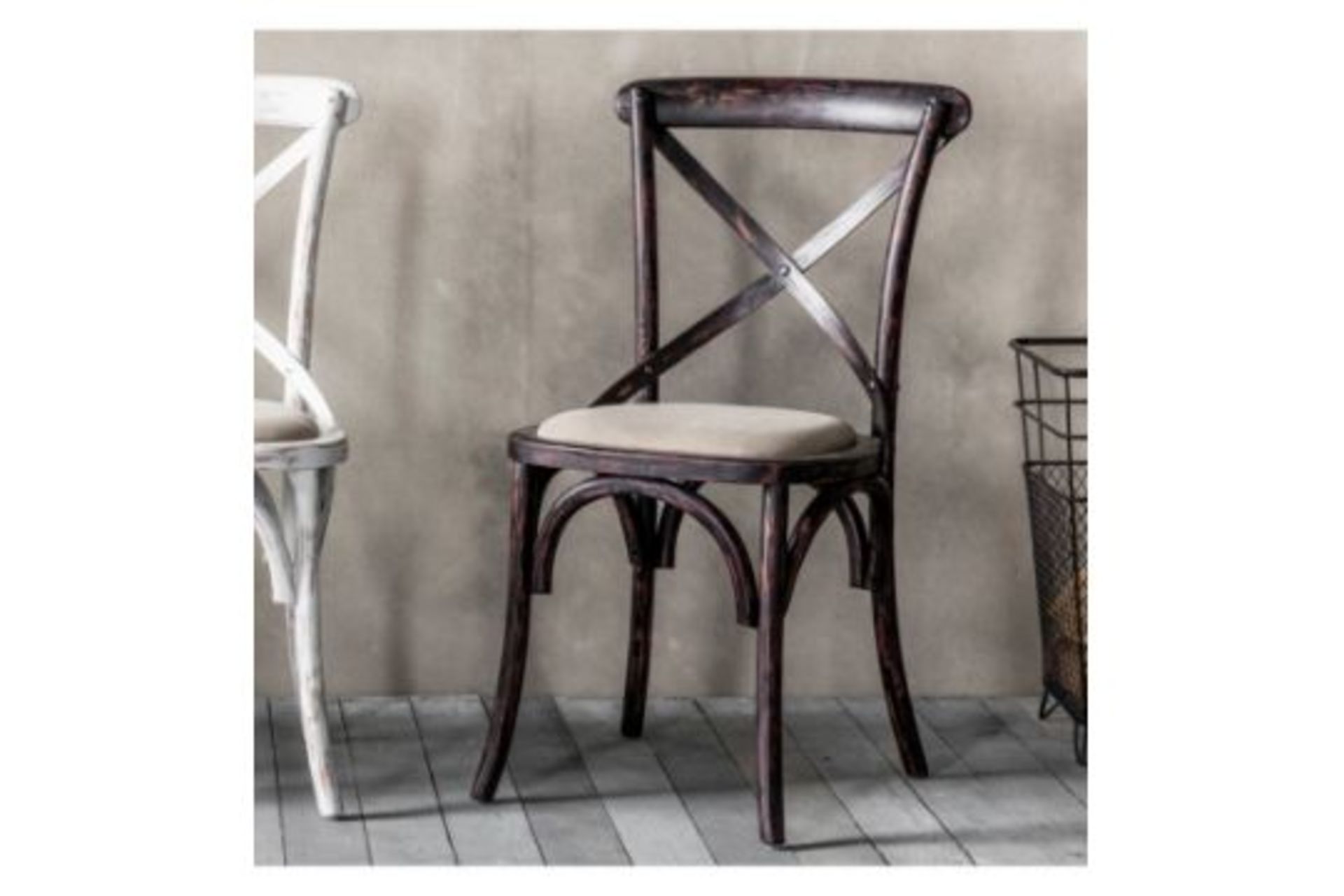 Cafe Chair Black (2pk) A Pack Of 2 Understated Cross Back Chairs In A Distressed Black Finish With