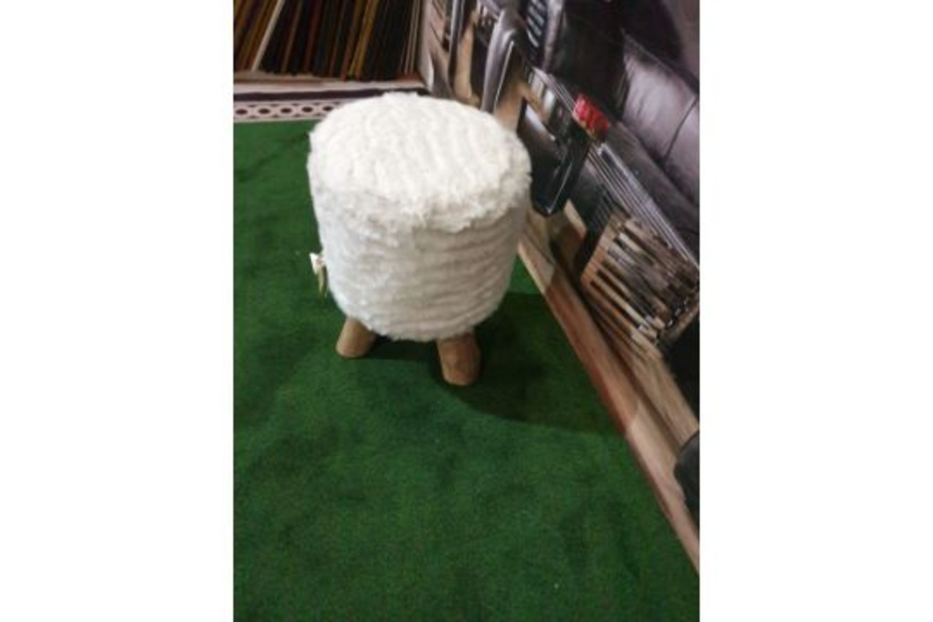 Bleu Nature F016 Mousse Driftwood Stool Finished In Grizzly Bianco White Wool 380 x 380 x 510mm (