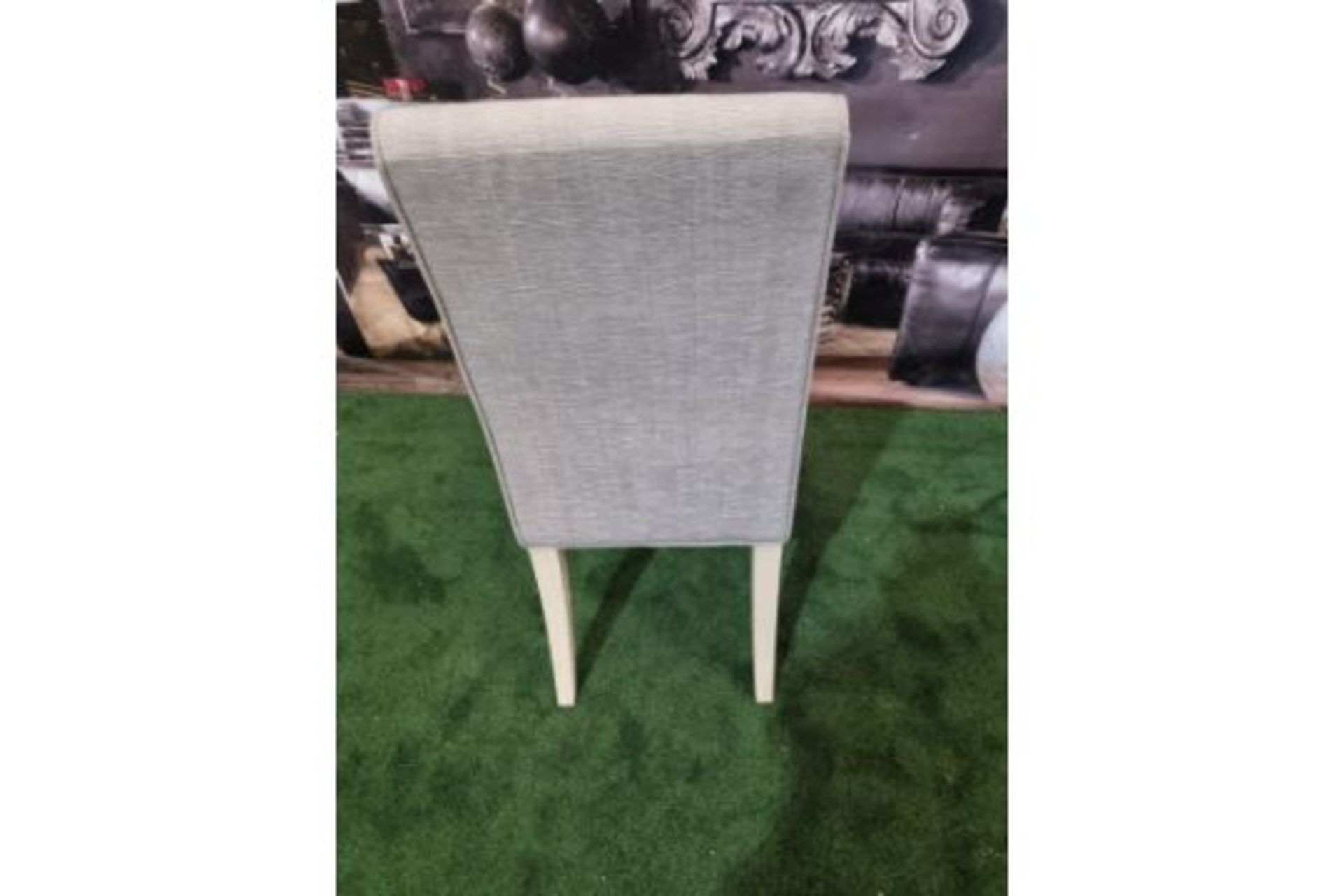 Tall Back Dinign Chair Grey High Back Side Chair With Grey Upholstery With White Wash Legs W 450mm x - Bild 3 aus 3
