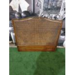 A mahognay framed with leather mesh inset panel headboard 97 x 89cm