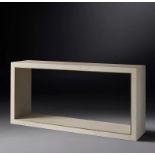 Brand New Boxed Cela Cream Bone White Shagreen Console 48 Table Crafted Of Shagreen Embossed Leather