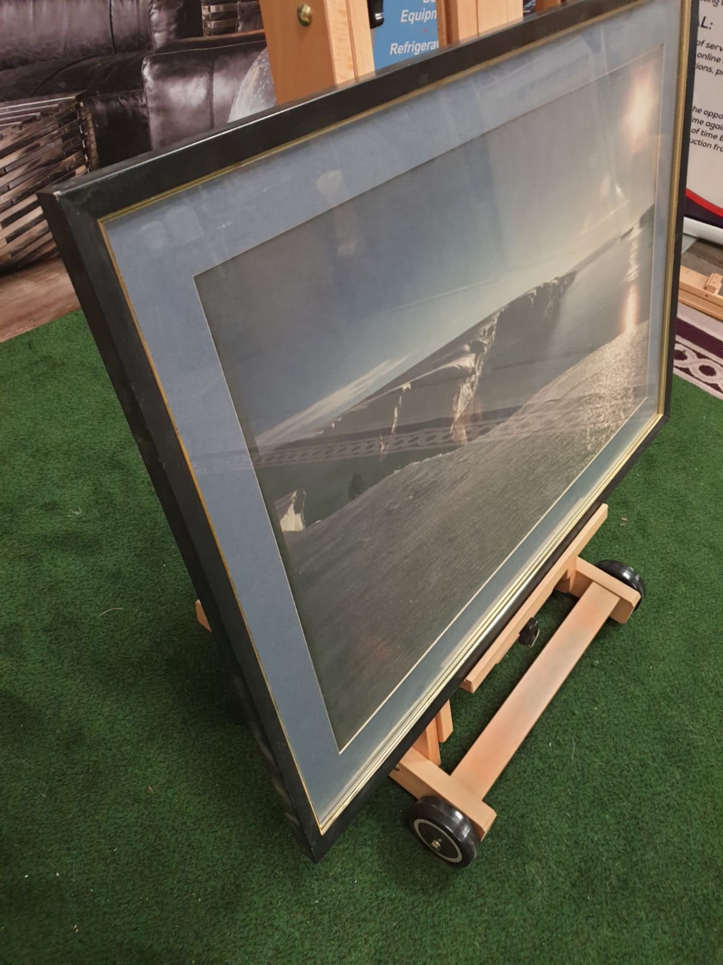 A large framed Seascape - Glaciers modern black frame 90 x 65 - Image 3 of 4
