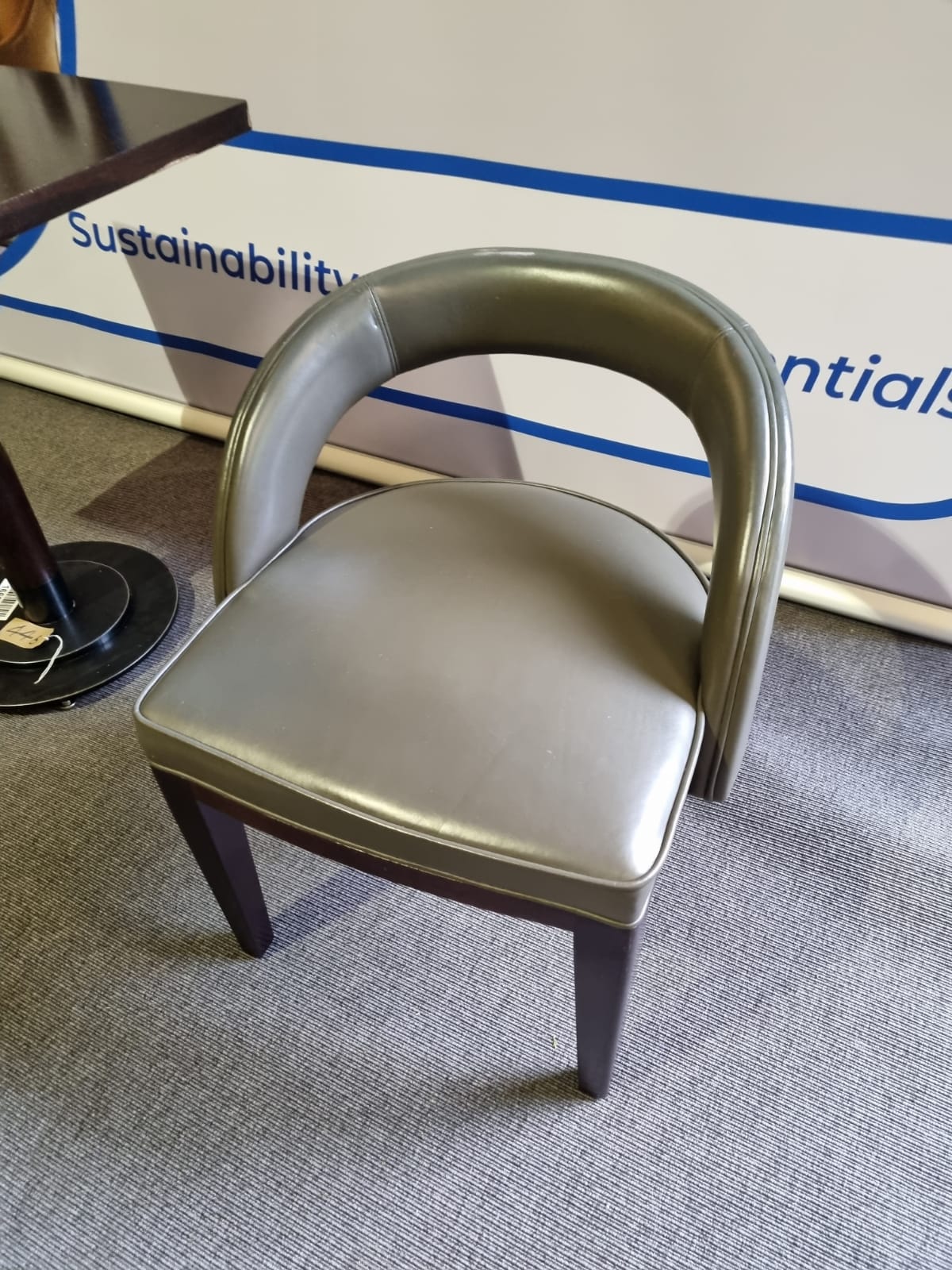 Grey leather open tub chair with open back on wenge mahogany frame 50 x 50 x66cm ( The Beaumont