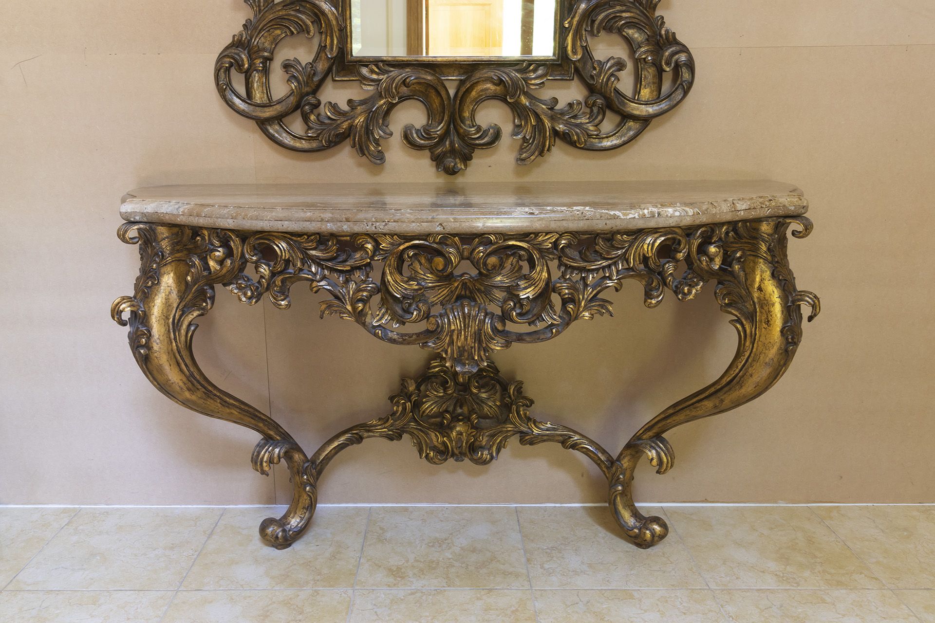 Christpher Guy baroque style hand-carved wall-secured console table crafted from mahogany with - Image 6 of 7