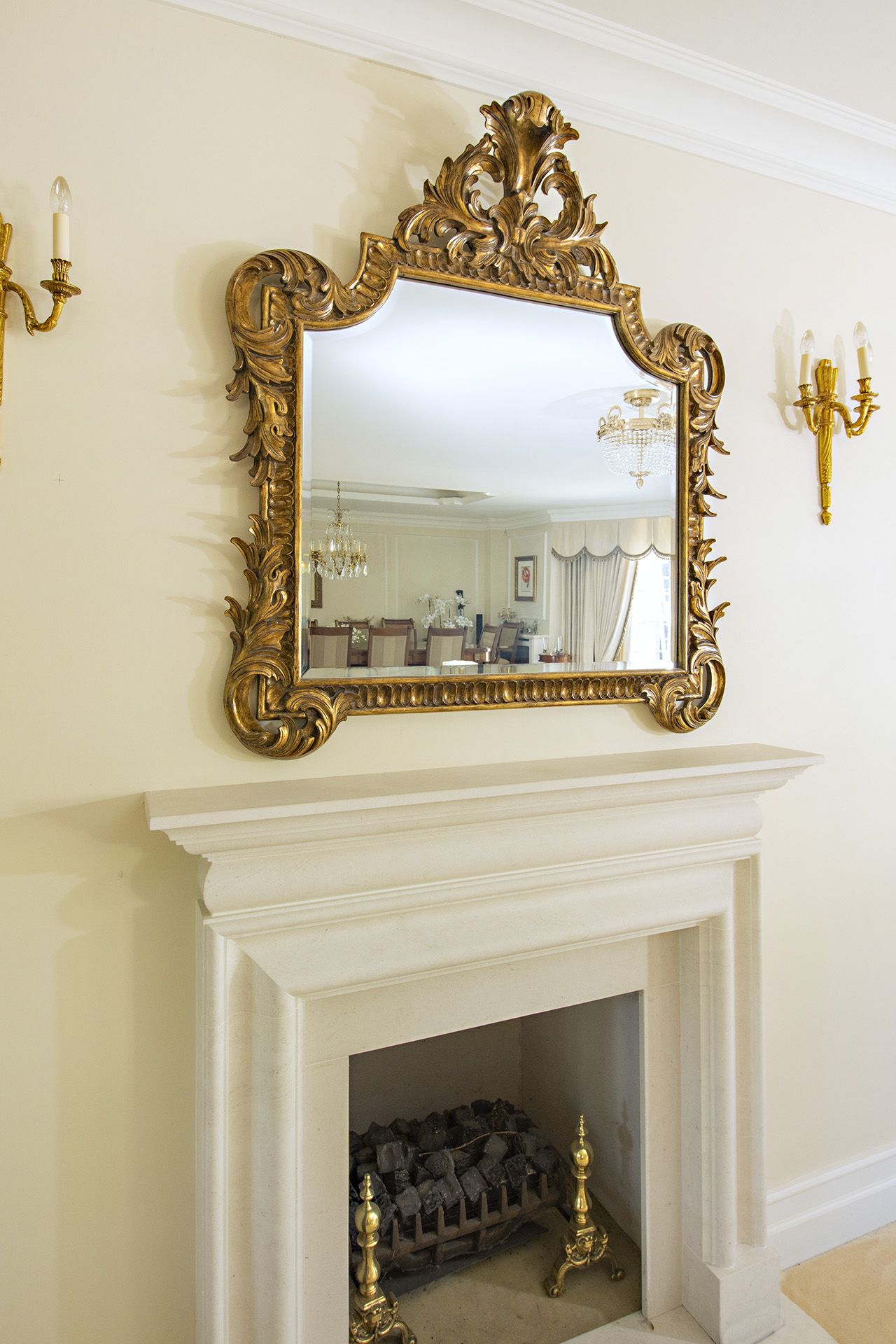 Carved Wood and Gilded Overmantel Mirror The frame has a carved moulded edge of scrolling acanthus - Image 2 of 4