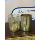 A pair of Crate & Barrel gold Glass Bubble Vases 200 (H) x 150mm (D) (SR524)
