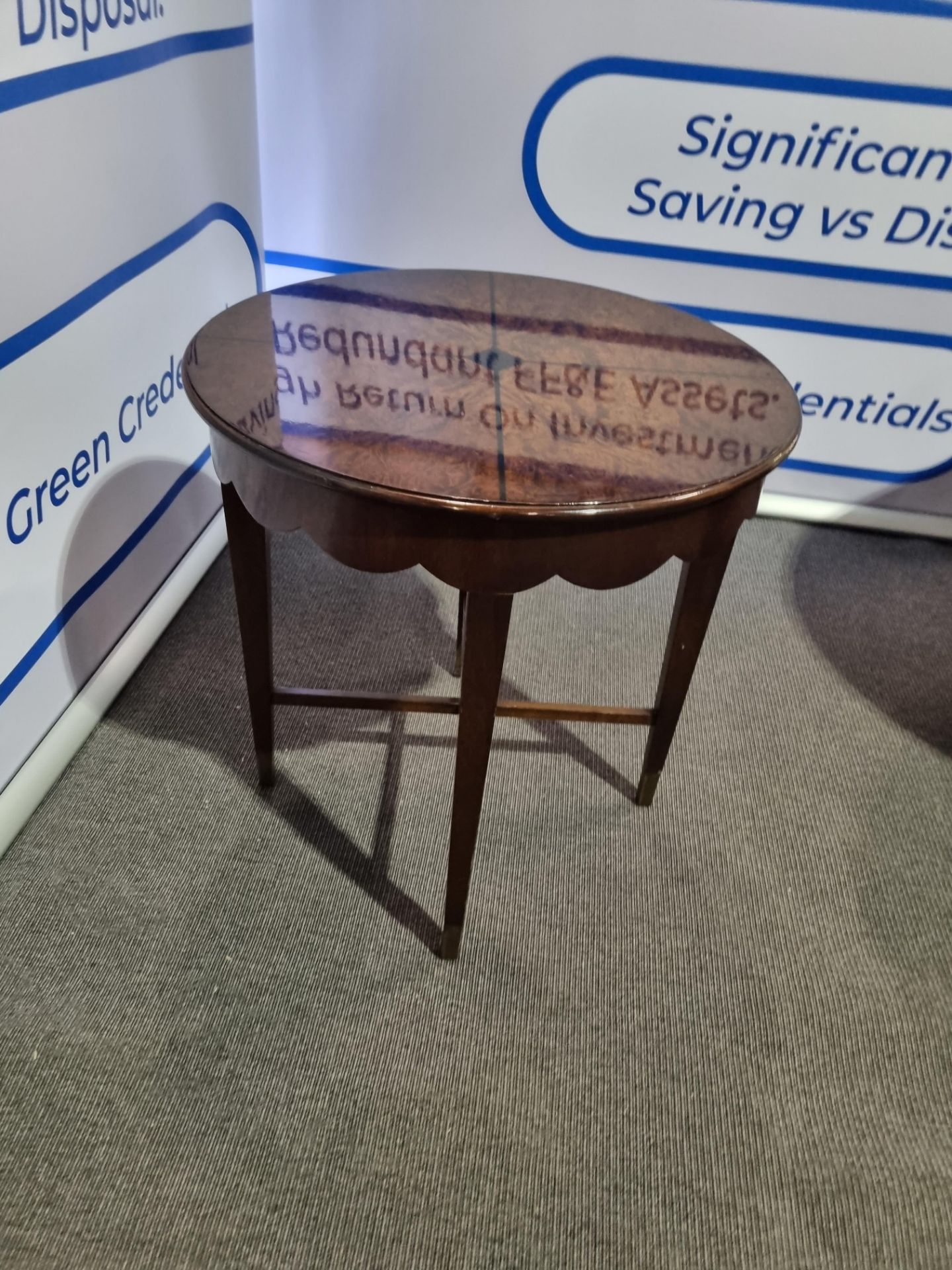 Burr Walnut top gueridon table with scalloped apron 65 x 66cm ( The Beaumont London 19B)