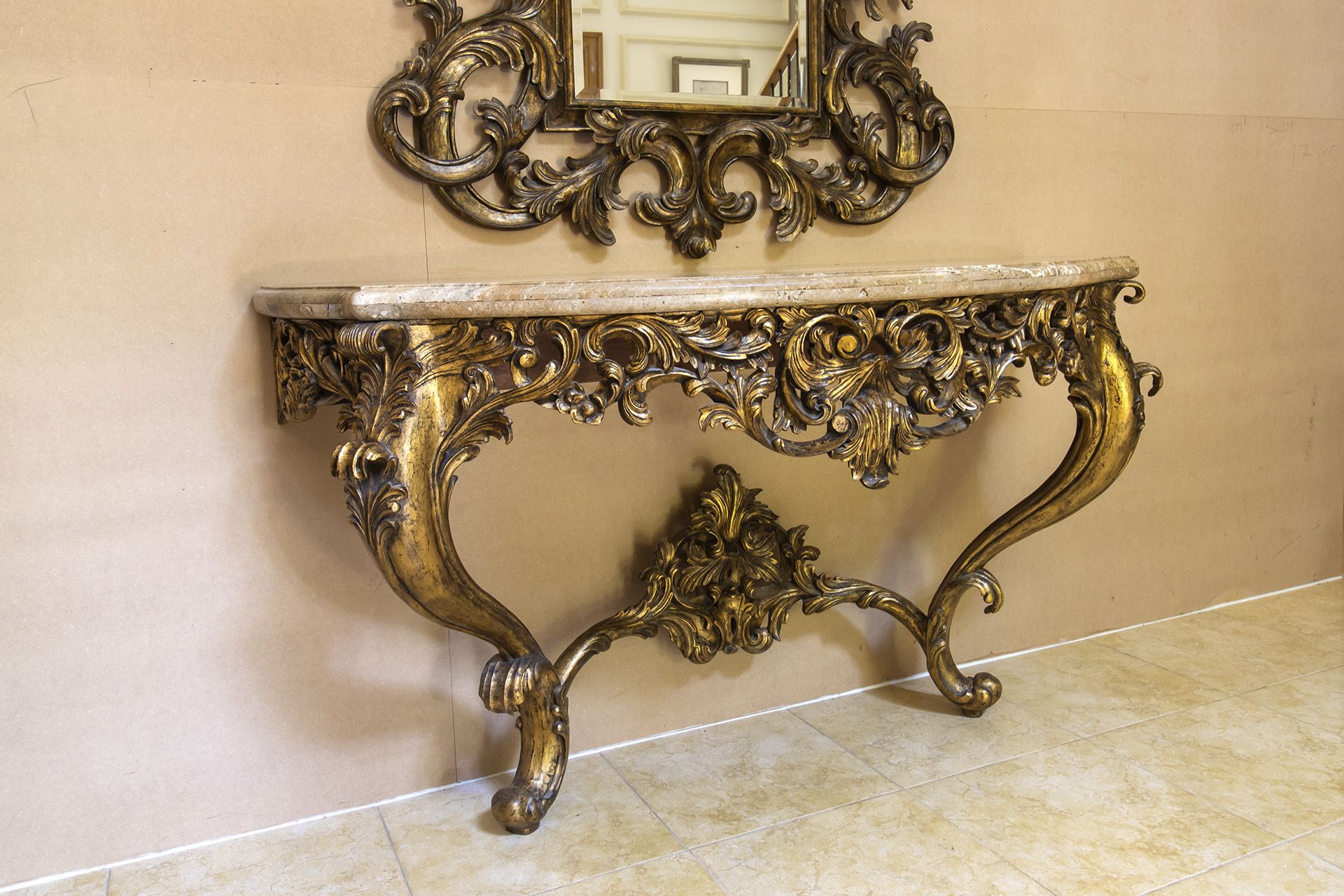 Christpher Guy baroque style hand-carved wall-secured console table crafted from mahogany with - Image 5 of 7