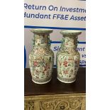 2 x large Chinese Famille Verte vases 450mm (H) (SR504)