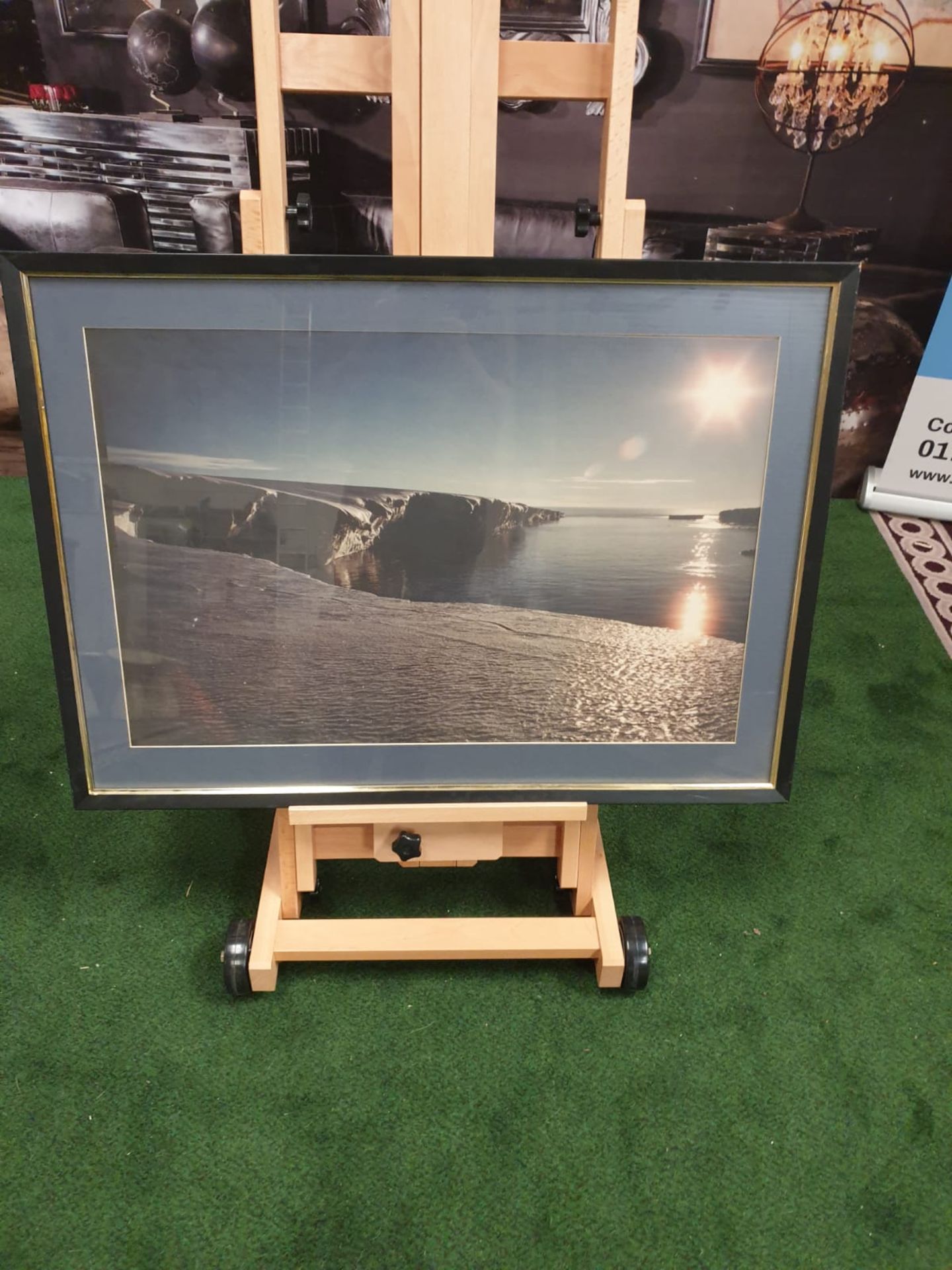 A large framed Seascape - Glaciers modern black frame 90 x 65