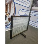 A set of 4 x bronzed framed screens / divider panels with decorative glass panel inset 115 x 70 x