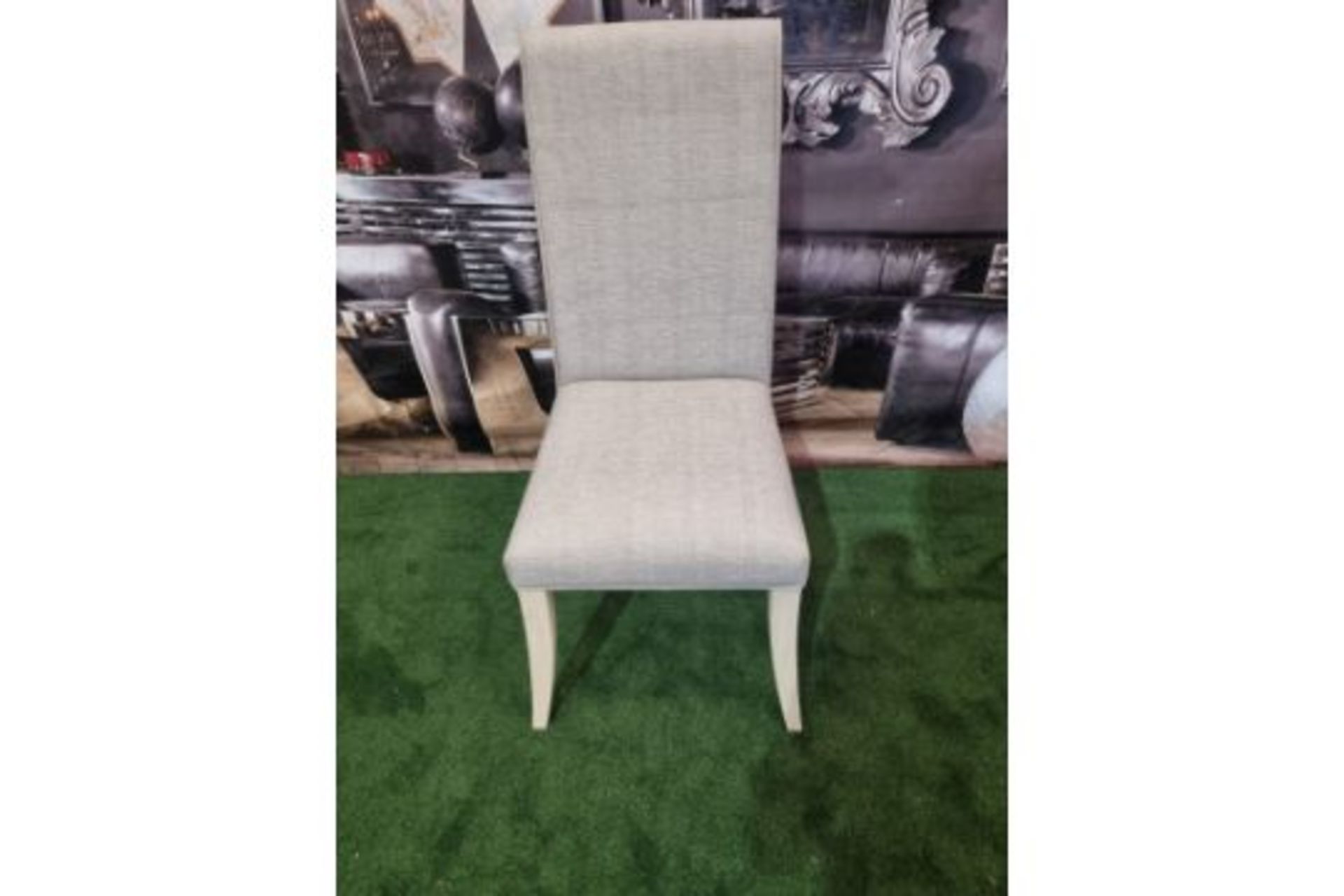 Tall Back Dinign Chair Grey High Back Side Chair With Grey Upholstery With White Wash Legs W 450mm x