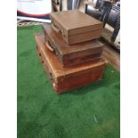 A set of 3 x vintage leather travel cases 60 x 36cm, 48 x 29cm and 35 x 24cm