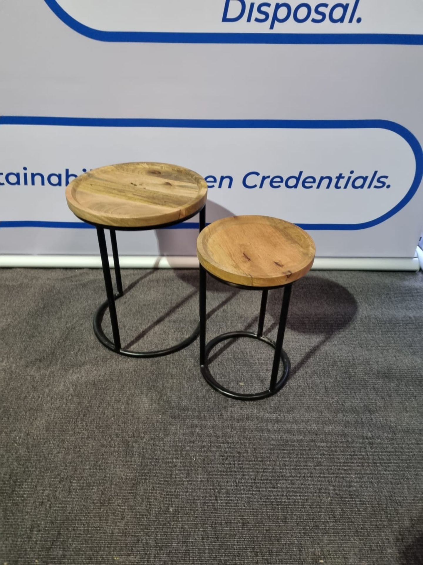Round Iron & Wood Nest Tables Part Of The Railtrack Collection, The Industrial Inspired Tables