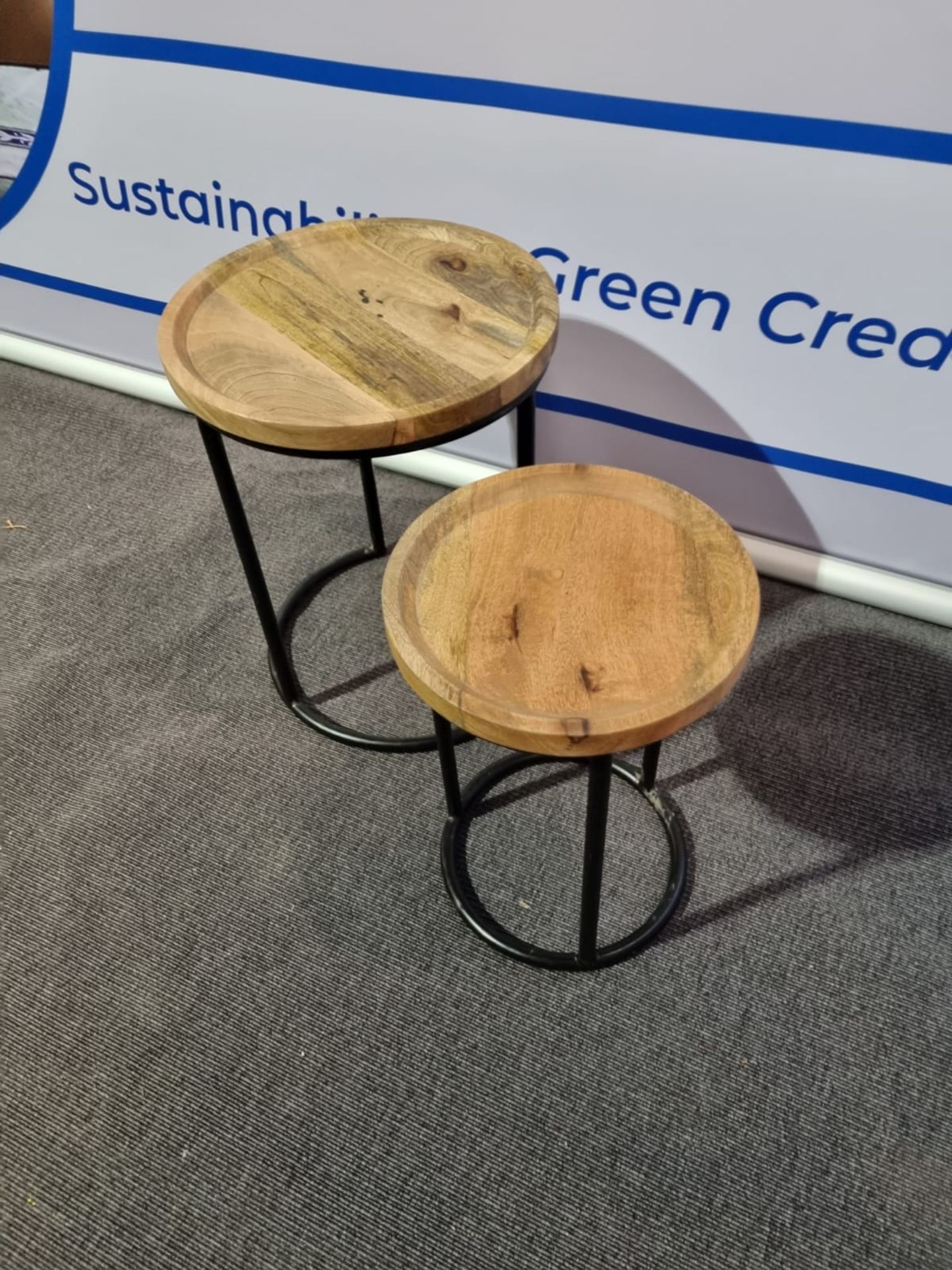 Round Iron & Wood Nest Tables Part Of The Railtrack Collection, The Industrial Inspired Tables - Image 2 of 4